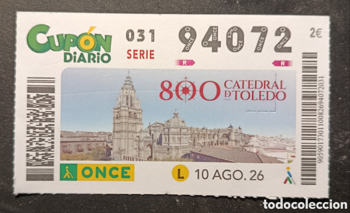 Cupones ONCE: N&deg; 94072 (10/AGOSTO/2026)-TOLEDO