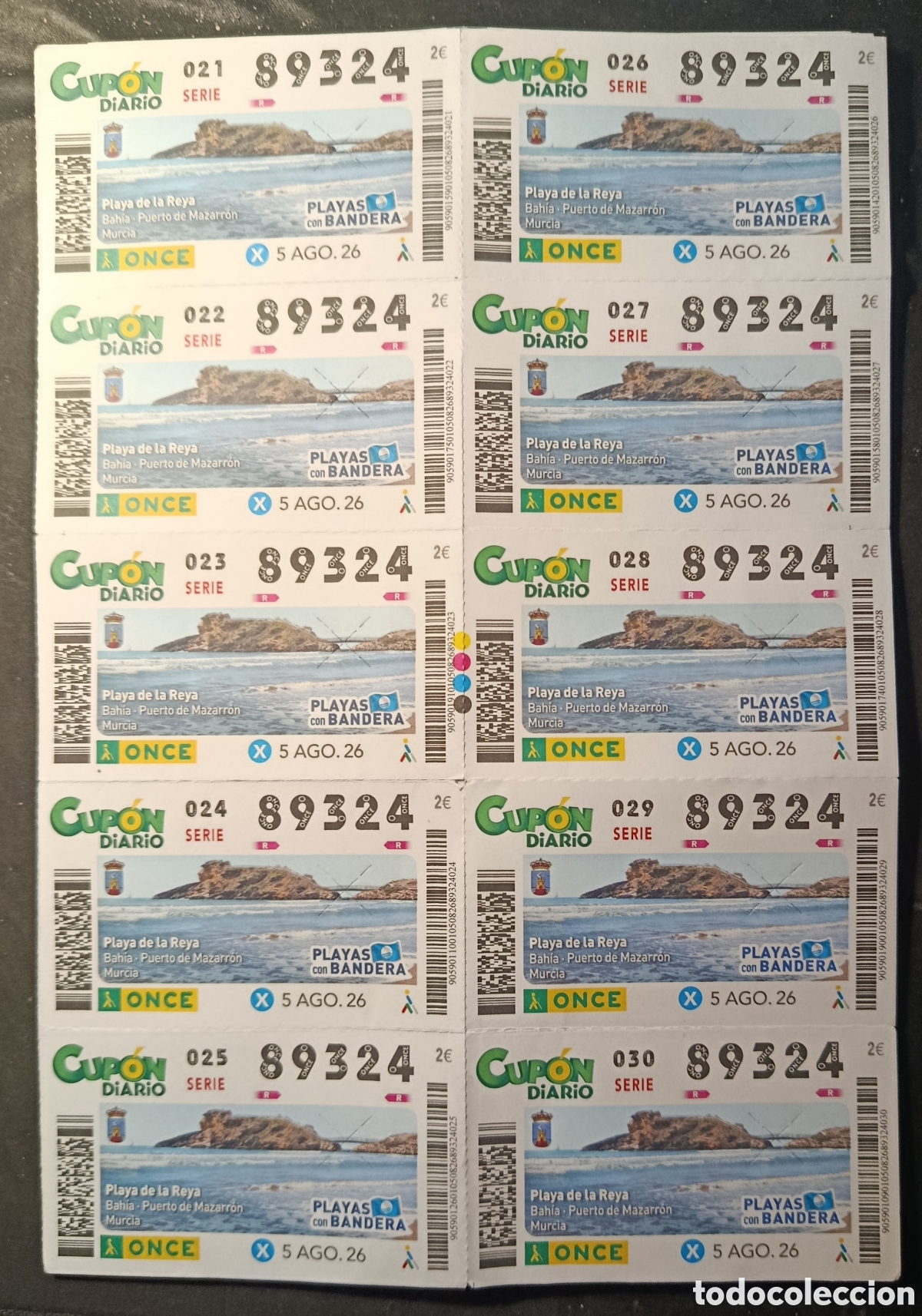 Cupones ONCE: N&deg; 89324 (5/AGOSTO/2026)-MURCIA/HOJA COMPLETA