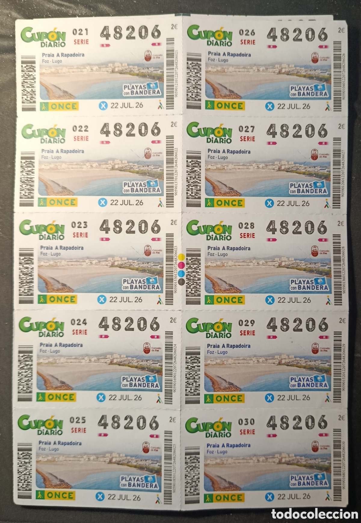 Cupones ONCE: N&deg; 48206 (22/JULIO/2026)-LUGO/HOJA COMPLETA