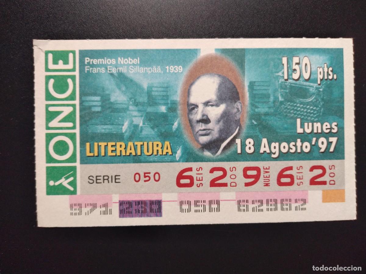 Cupones ONCE: CUP&Oacute;N ONCE PREMIOS NOBEL LITERATURA FRANS EEMIL SILLANPAA 1939 18 AGOSTO 97 1997 62962