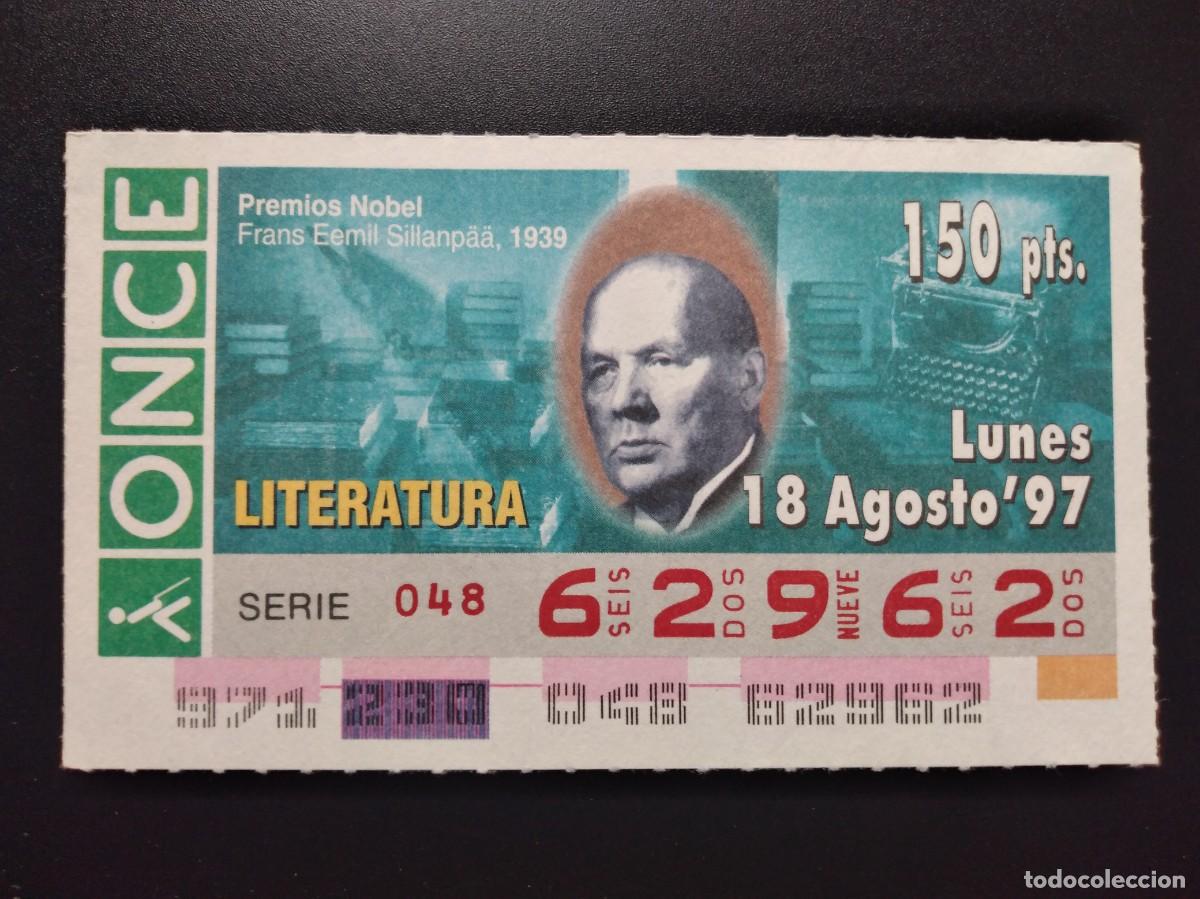Cupones ONCE: CUP&Oacute;N ONCE PREMIOS NOBEL LITERATURA FRANS EEMIL SILLANPAA 1939 18 AGOSTO 97 1997 62962