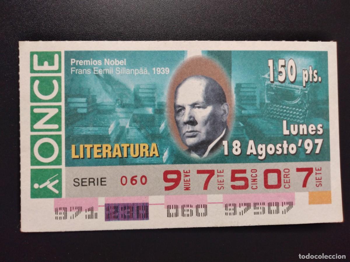 Cupones ONCE: CUP&Oacute;N ONCE PREMIOS NOBEL LITERATURA FRANS EEMIL SILLANPAA 1939 18 AGOSTO 97 1997 97507