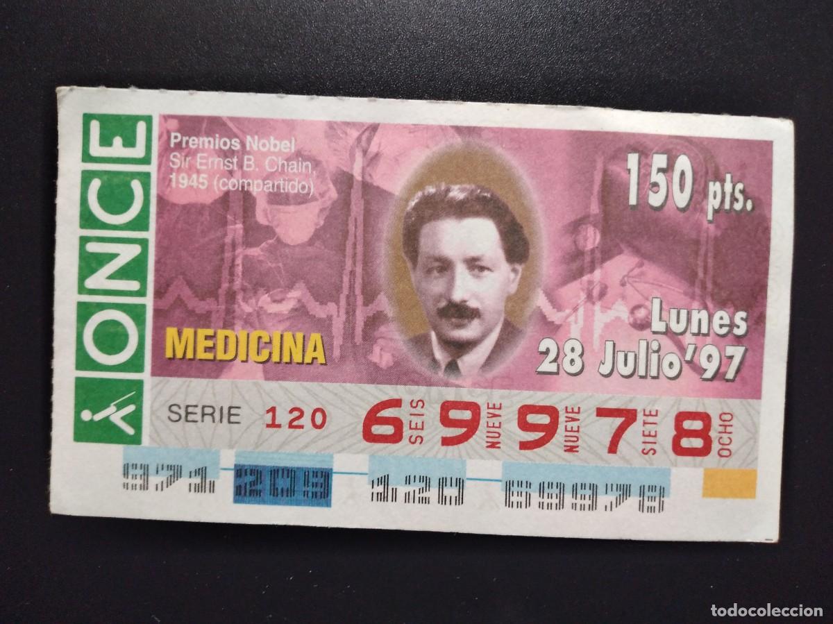 Cupones ONCE: CUP&Oacute;N ONCE PREMIOS NOBEL MEDICINA SIR ERNST B. CHAIN 1945 28 JULIO 97 1997 69978