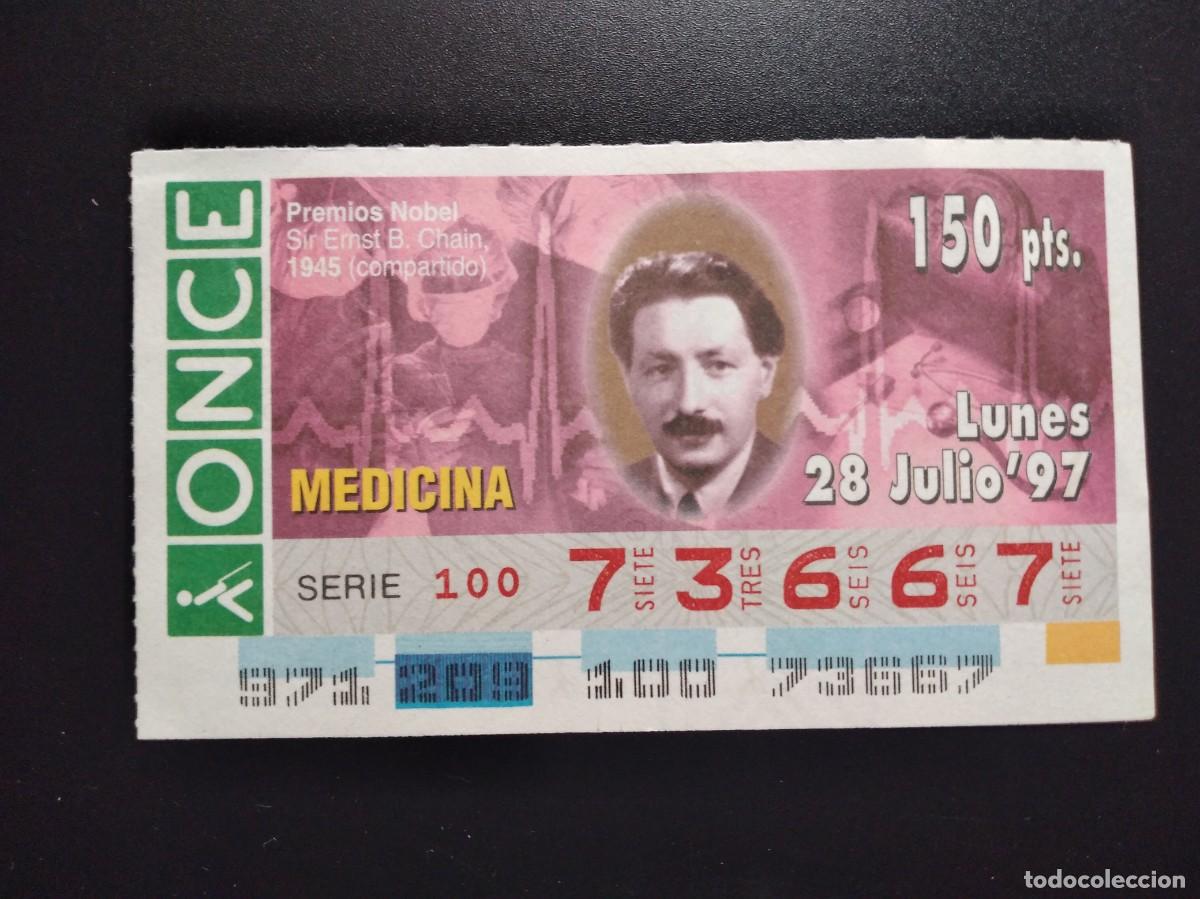Cupones ONCE: CUP&Oacute;N ONCE PREMIOS NOBEL MEDICINA SIR ERNST B. CHAIN 1945 28 JULIO 97 1997 73667
