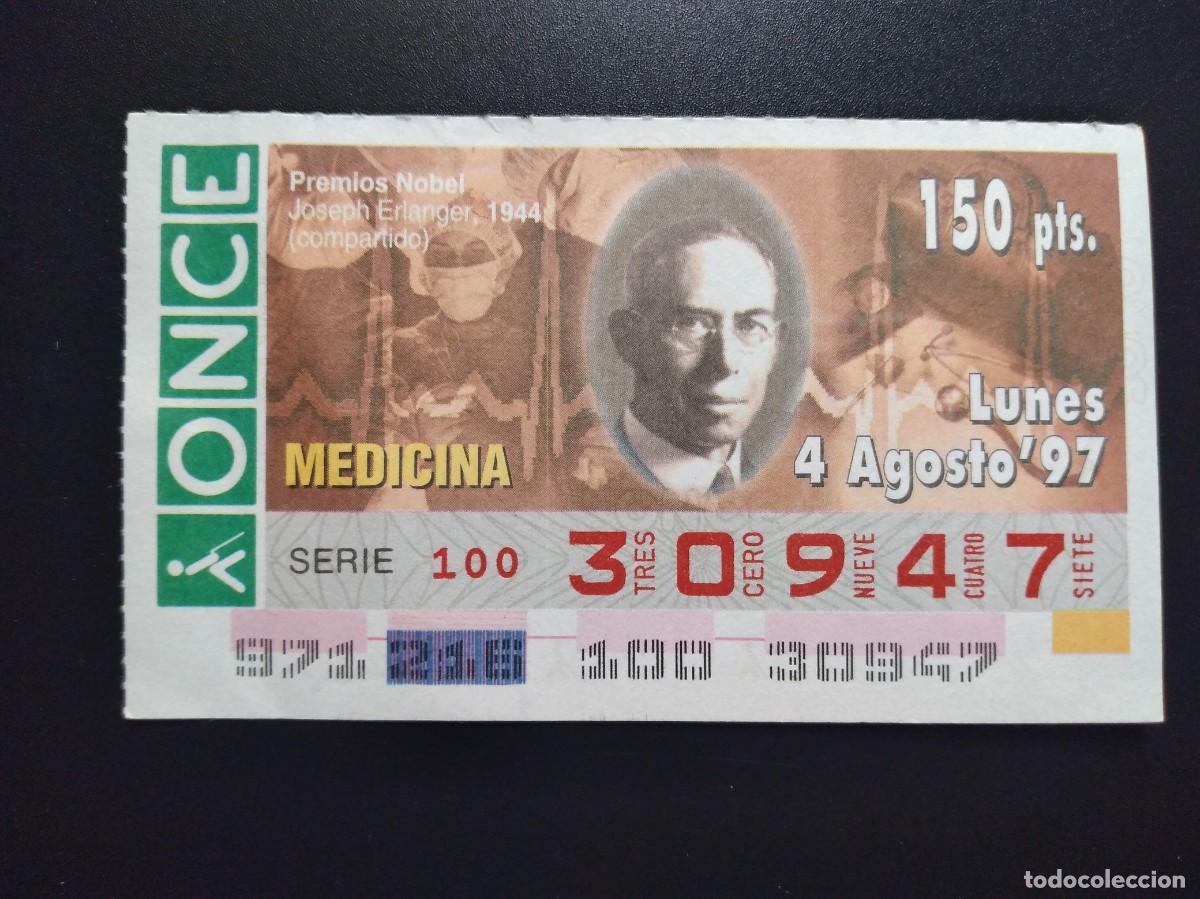 Cupones ONCE: CUP&Oacute;N ONCE PREMIOS NOBEL MEDICINA JOSEPH ERLANGER 1944 4 AGOSTO 97 1997 30947