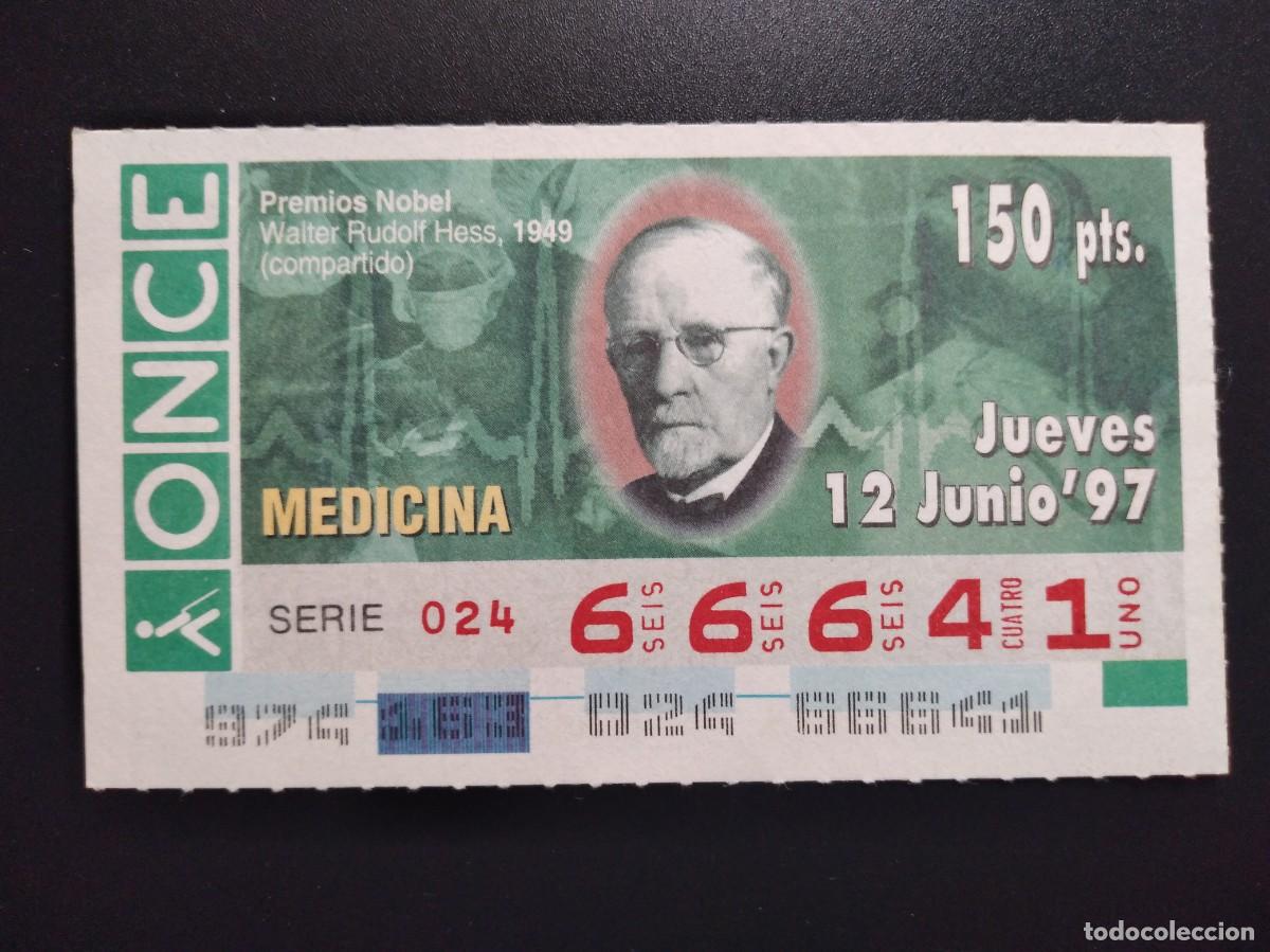 Cupones ONCE: CUP&Oacute;N ONCE PREMIOS NOBEL MEDICINA WALTER RUDOLF HESS 1949 12 JUNIO 97 1997 66641