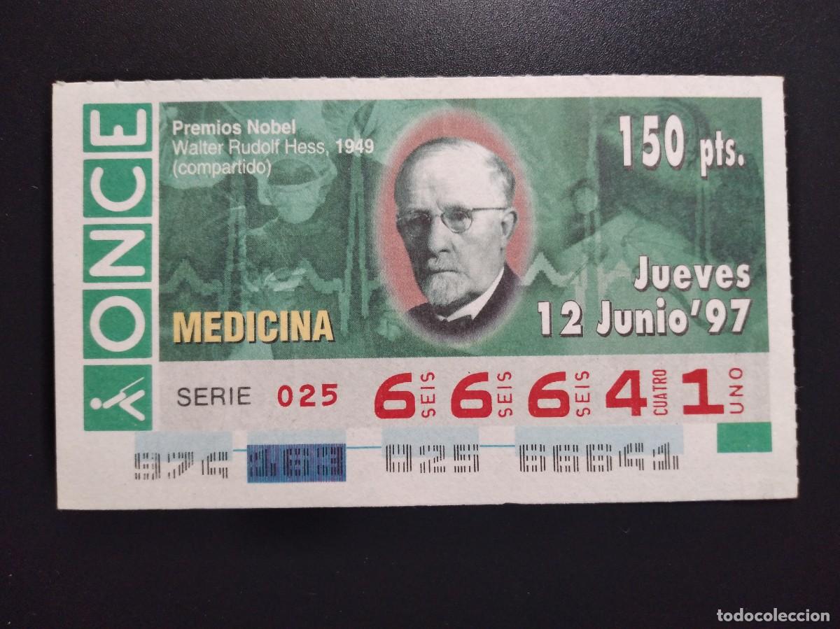 Cupones ONCE: CUP&Oacute;N ONCE PREMIOS NOBEL MEDICINA WALTER RUDOLF HESS 1949 12 JUNIO 97 1997 66641