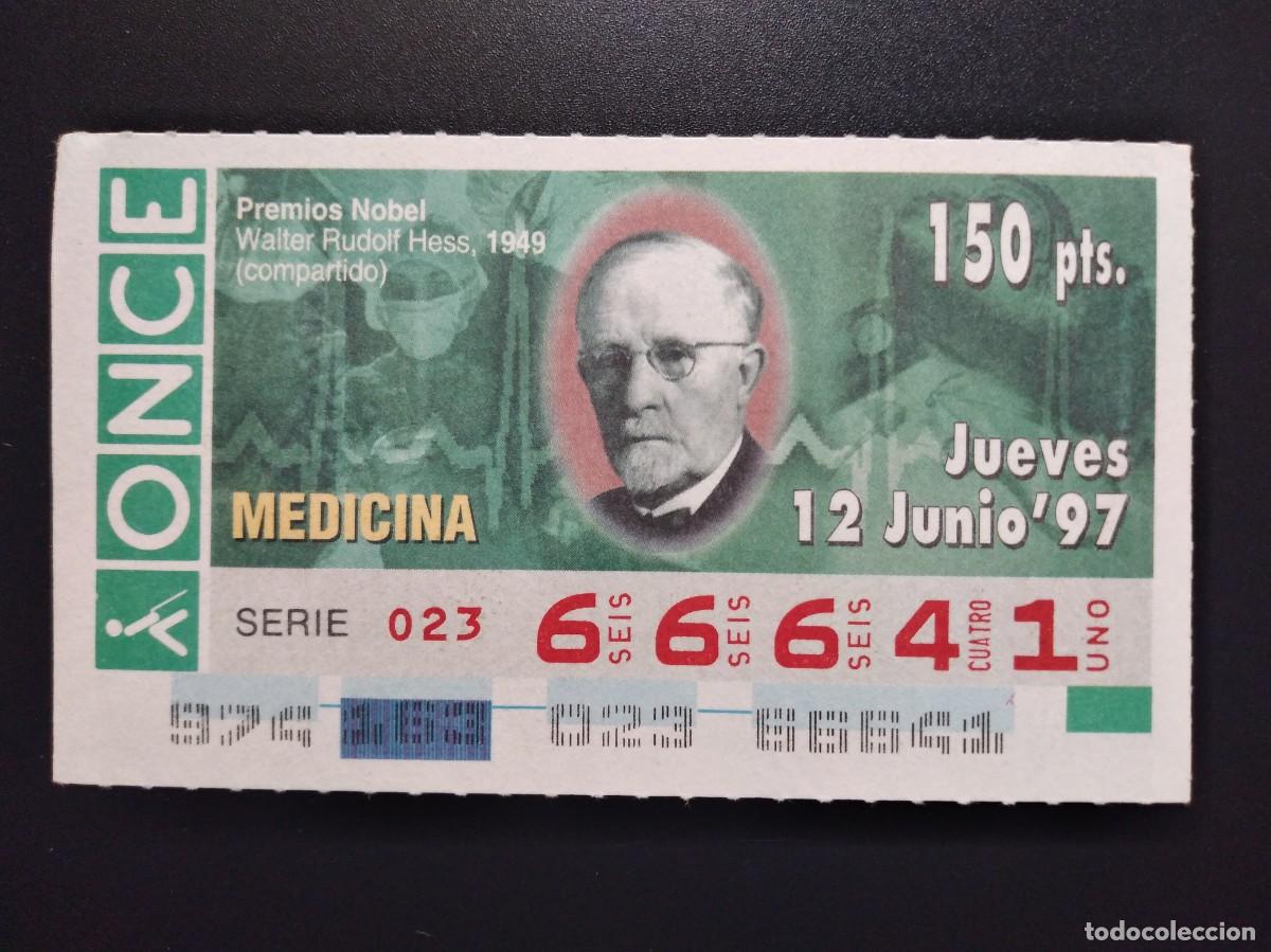 Cupones ONCE: CUP&Oacute;N ONCE PREMIOS NOBEL MEDICINA WALTER RUDOLF HESS 1949 12 JUNIO 97 1997 66641