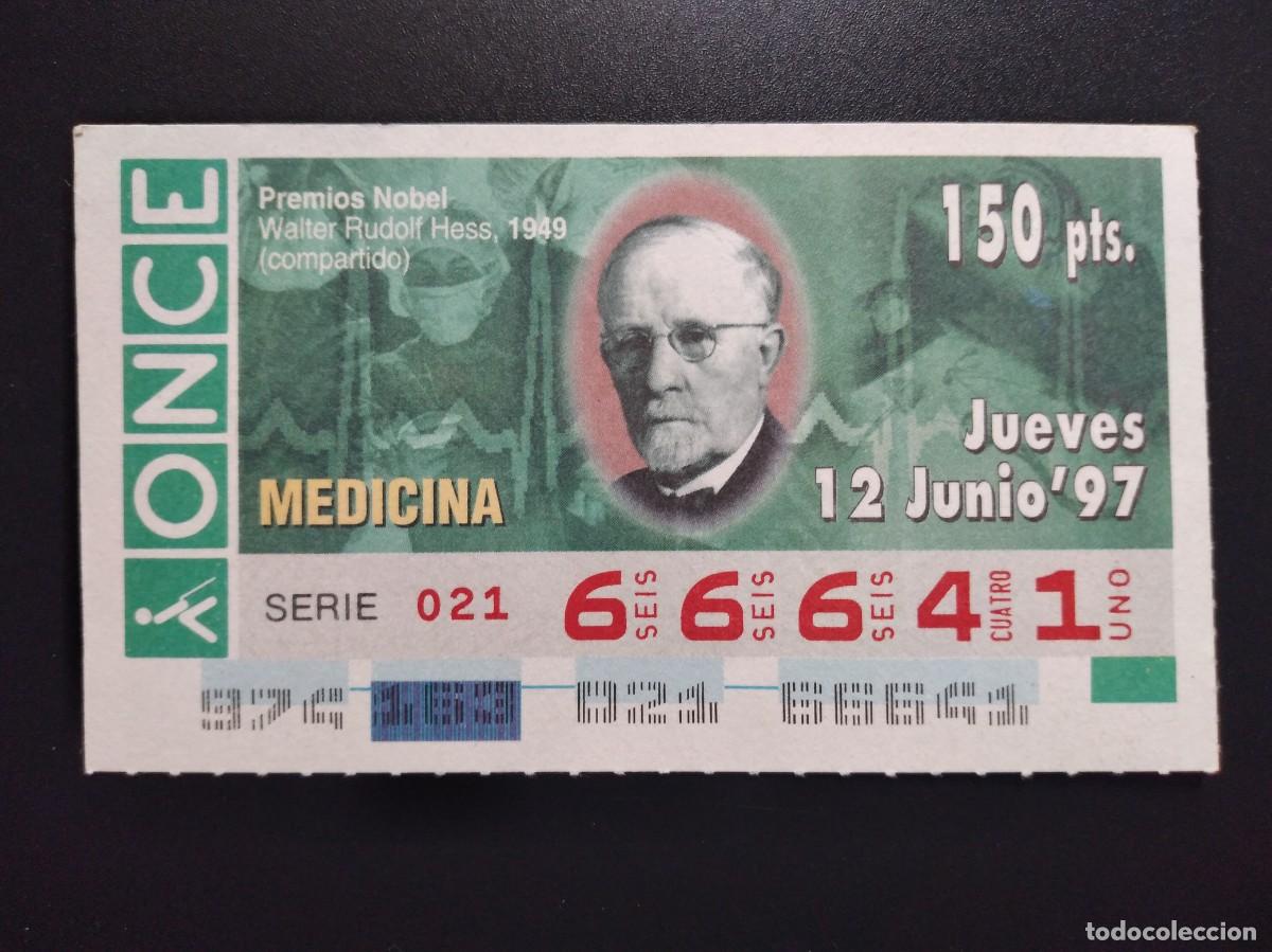 Cupones ONCE: CUP&Oacute;N ONCE PREMIOS NOBEL MEDICINA WALTER RUDOLF HESS 1949 12 JUNIO 97 1997 66641