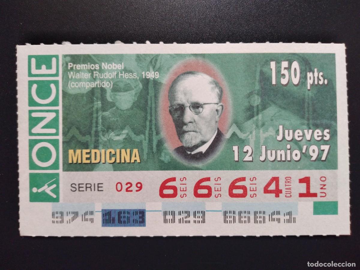 Cupones ONCE: CUP&Oacute;N ONCE PREMIOS NOBEL MEDICINA WALTER RUDOLF HESS 1949 12 JUNIO 97 1997 66641