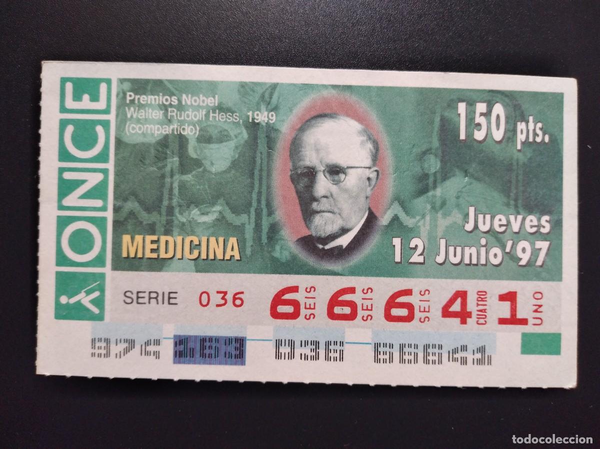 Cupones ONCE: CUP&Oacute;N ONCE PREMIOS NOBEL MEDICINA WALTER RUDOLF HESS 1949 12 JUNIO 97 1997 66641
