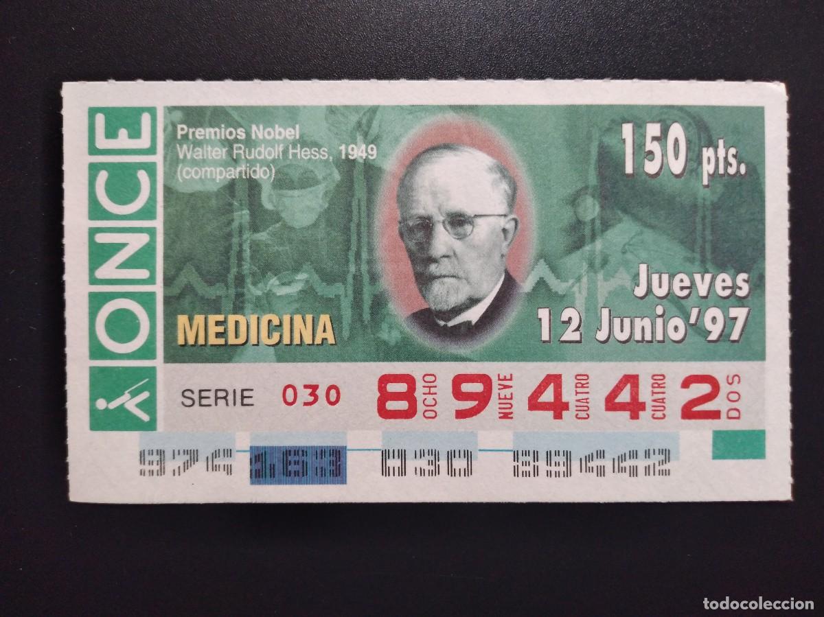 Cupones ONCE: CUP&Oacute;N ONCE PREMIOS NOBEL MEDICINA WALTER RUDOLF HESS 1949 12 JUNIO 97 1997 89442