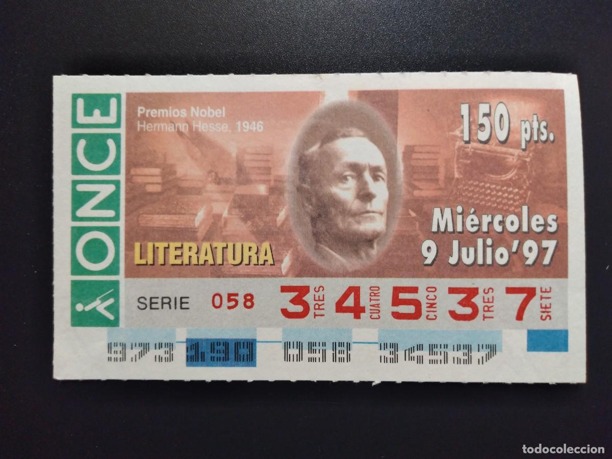 Cupones ONCE: CUP&Oacute;N ONCE PREMIOS NOBEL LITERATURA HERMANN HESSE 1946 9 JULIO 97 1997 34537