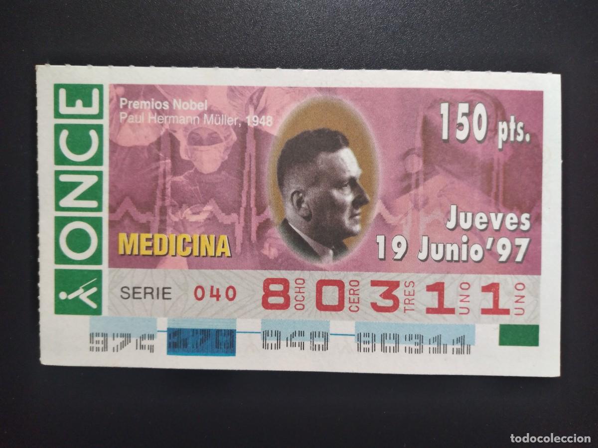 Cupones ONCE: CUP&Oacute;N ONCE PREMIOS NOBEL MEDICINA PAUL HERMANN MULLER 19 JUNIO 97 1997 80311