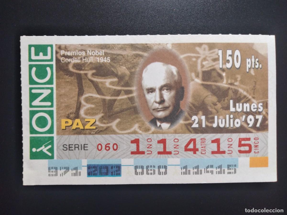 Cupones ONCE: CUP&Oacute;N ONCE PREMIOS NOBEL PAZ CORDELL HULL 1945 21 JULIO 97 1997 11415