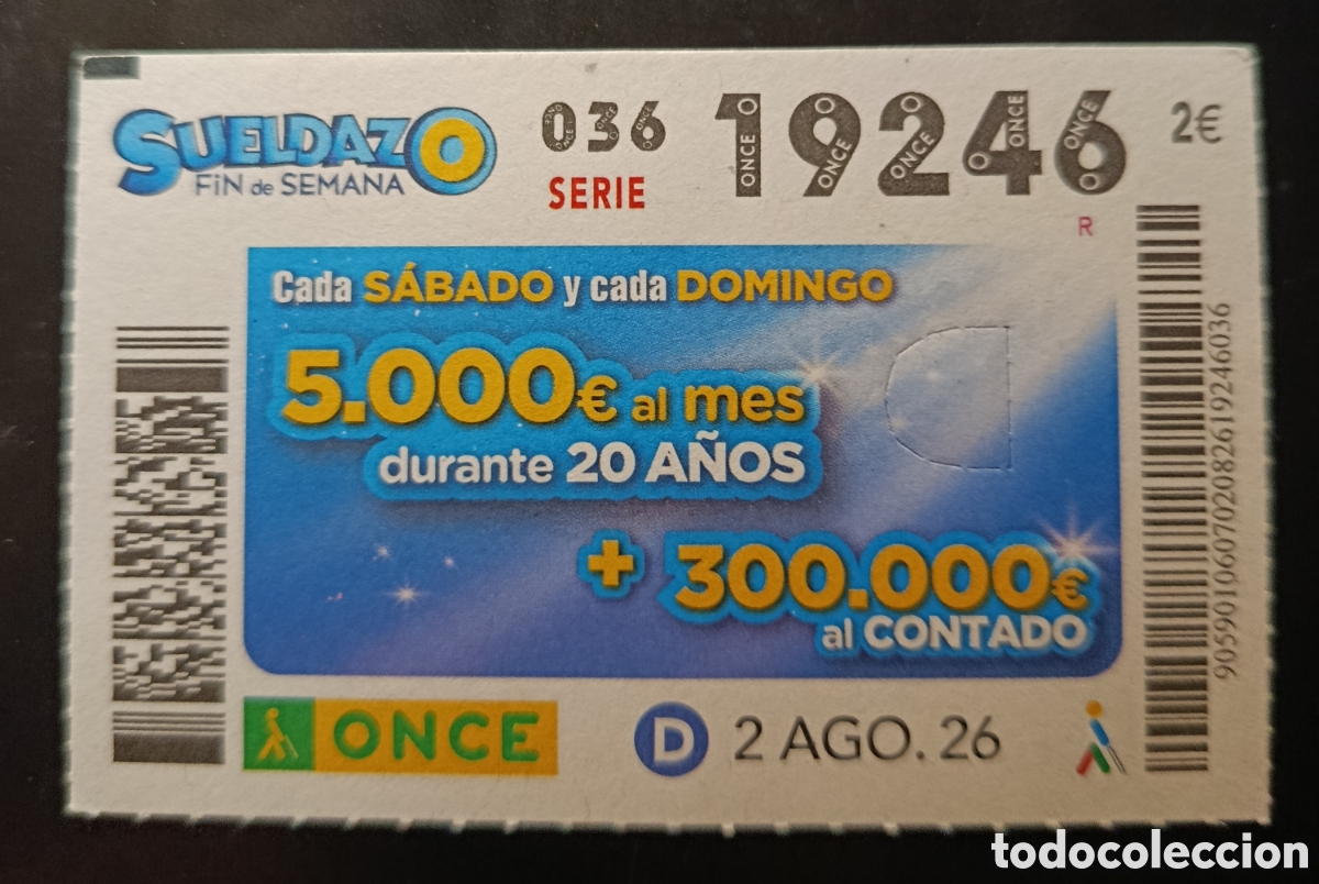 Cupones ONCE: N&deg; 19246 (2/AGOSTO/2026)