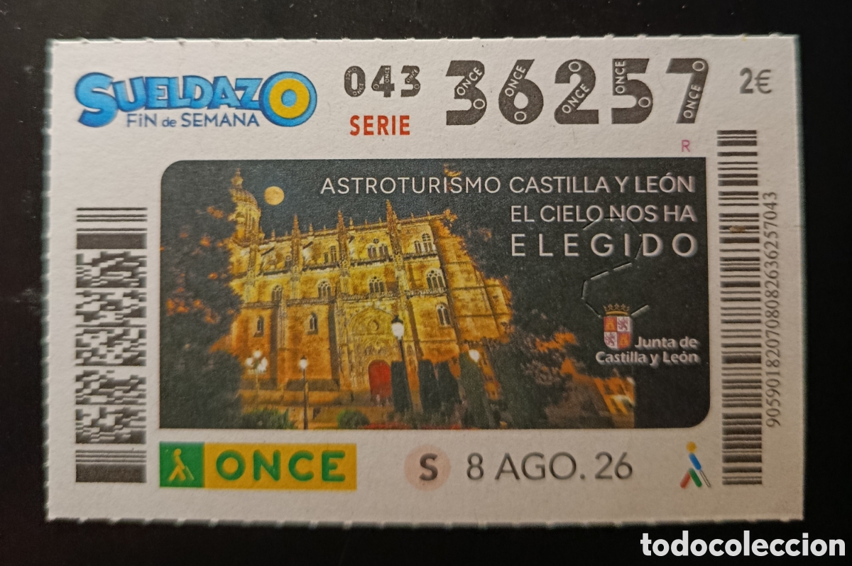 Cupones ONCE: N&deg; 36257 (8/AGOSTO/2026)-CASTILLA Y LE&Oacute;N