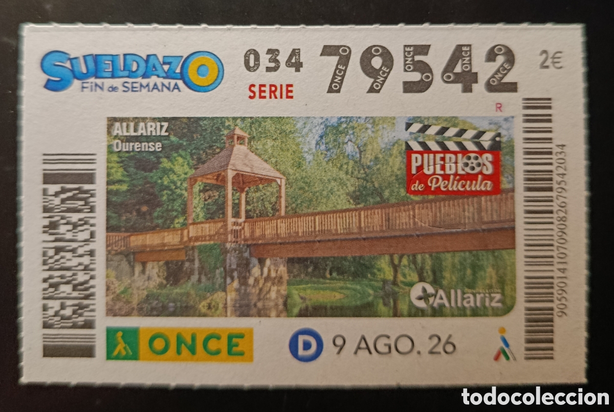 Cupones ONCE: N&deg; 79542 (9/AGOSTO/2026)-ORENSE