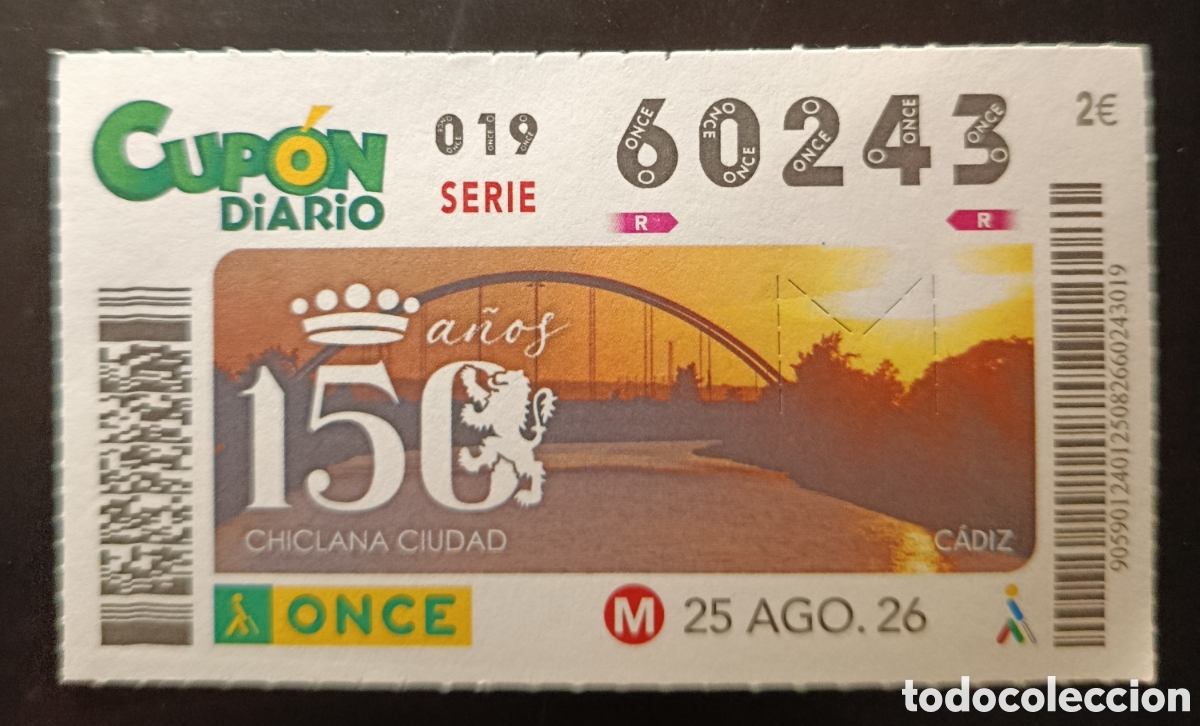 Cupones ONCE: N&deg; 60243 (25/AGOSTO/2026)-C&Aacute;DIZ