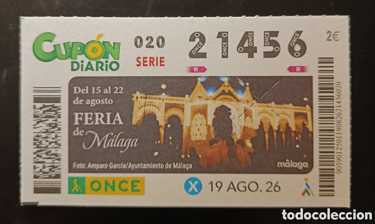 Cupones ONCE: N&deg; 21456 (19/AGOSTO/2026)-M&Aacute;LAGA