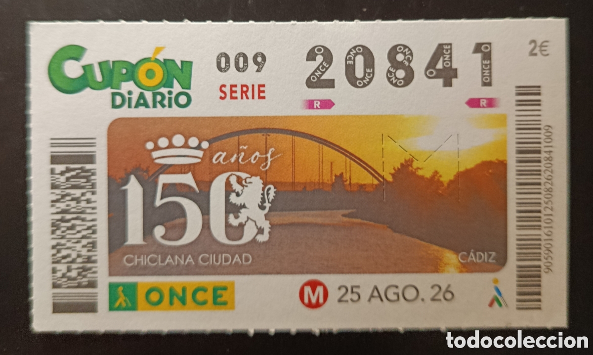 Cupones ONCE: N&deg; 20841 (25/AGOSTO/2026)-C&Aacute;DIZ
