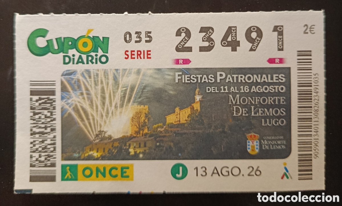 Cupones ONCE: N&deg; 23491 (13/AGOSTO/2026)-LUGO