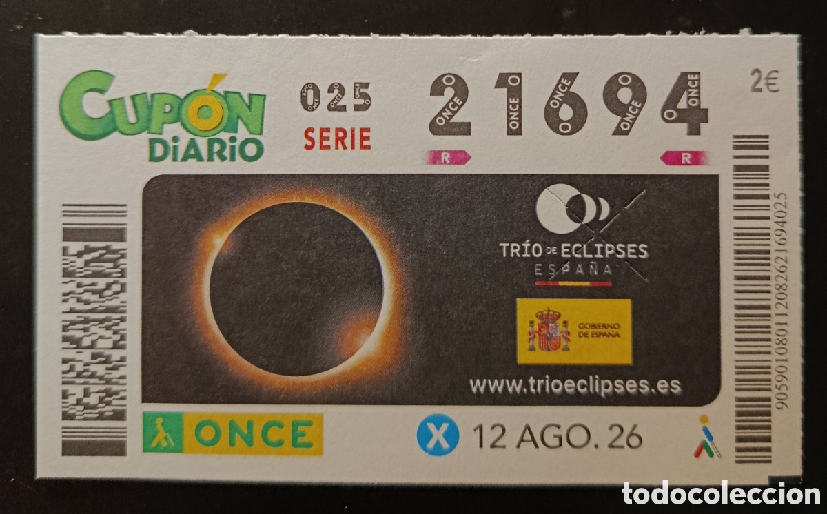 Cupones ONCE: N&deg; 21694 (12/AGOSTO/2026)