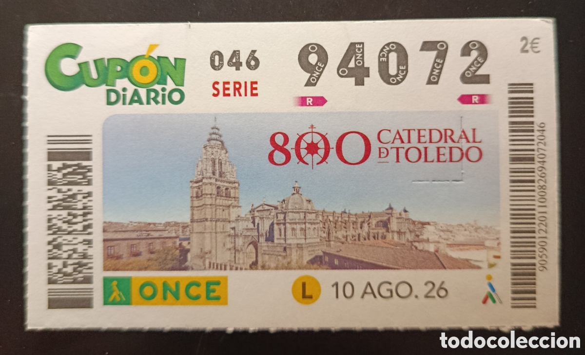 Cupones ONCE: N&deg; 94072 (10/AGOSTO/2026)-TOLEDO
