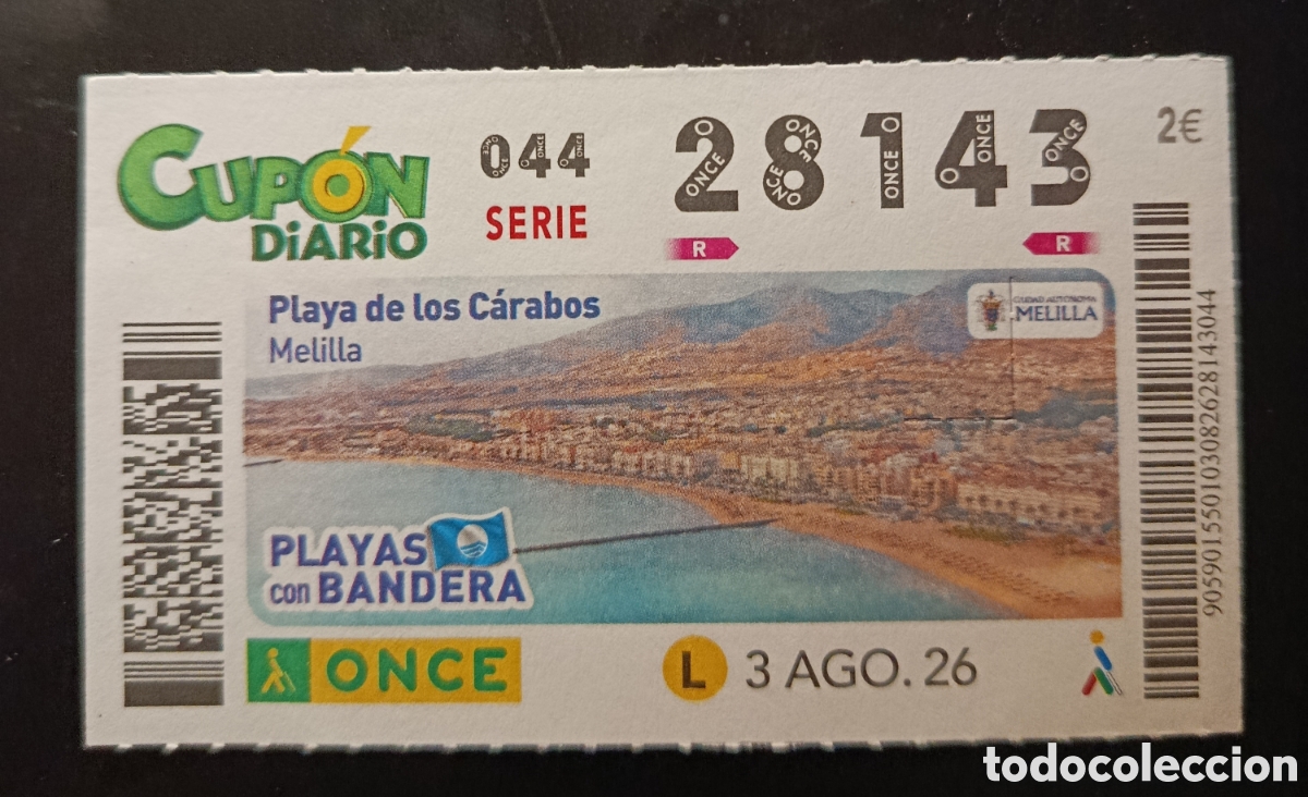 Cupones ONCE: N&deg; 28143 (3/AGOSTO/2026)-MELILLA