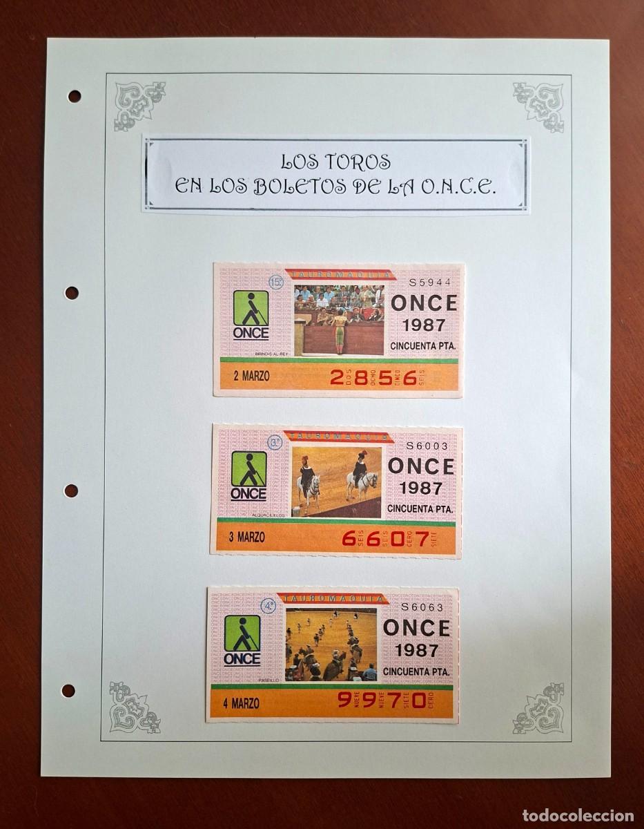 Cupones ONCE: Colecci&oacute;n 18 cupones ONCE tauromaquia marzo 1987