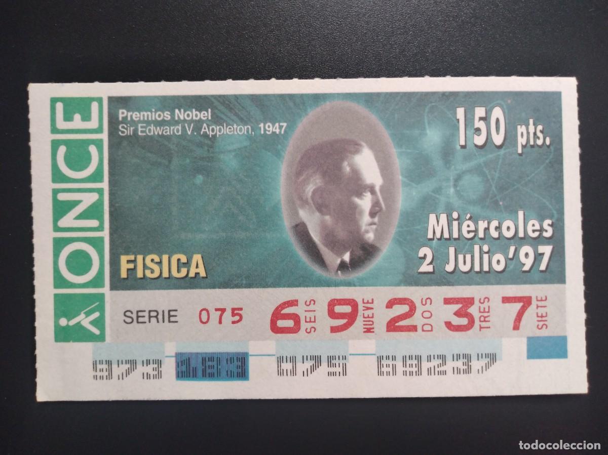 Cupones ONCE: CUP&Oacute;N ONCE PREMIOS NOBEL F&Iacute;SICA SIR EDWARD V. APPLETON 1947 2 JULIO 97 1997 69237