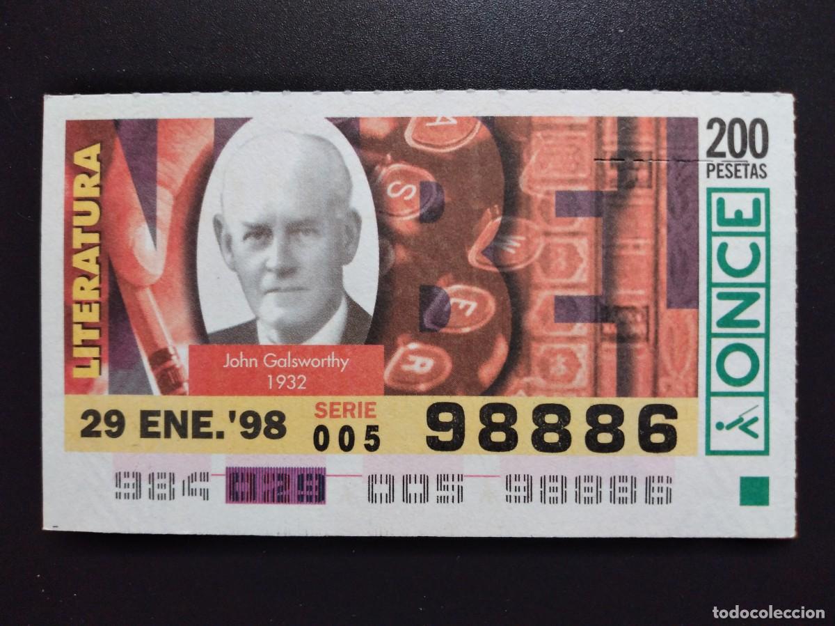 Cupones ONCE: CUP&Oacute;N ONCE PREMIOS NOBEL LITERATURA JOHN GALSWORTHY 1932 29 ENERO 98 1998 98886