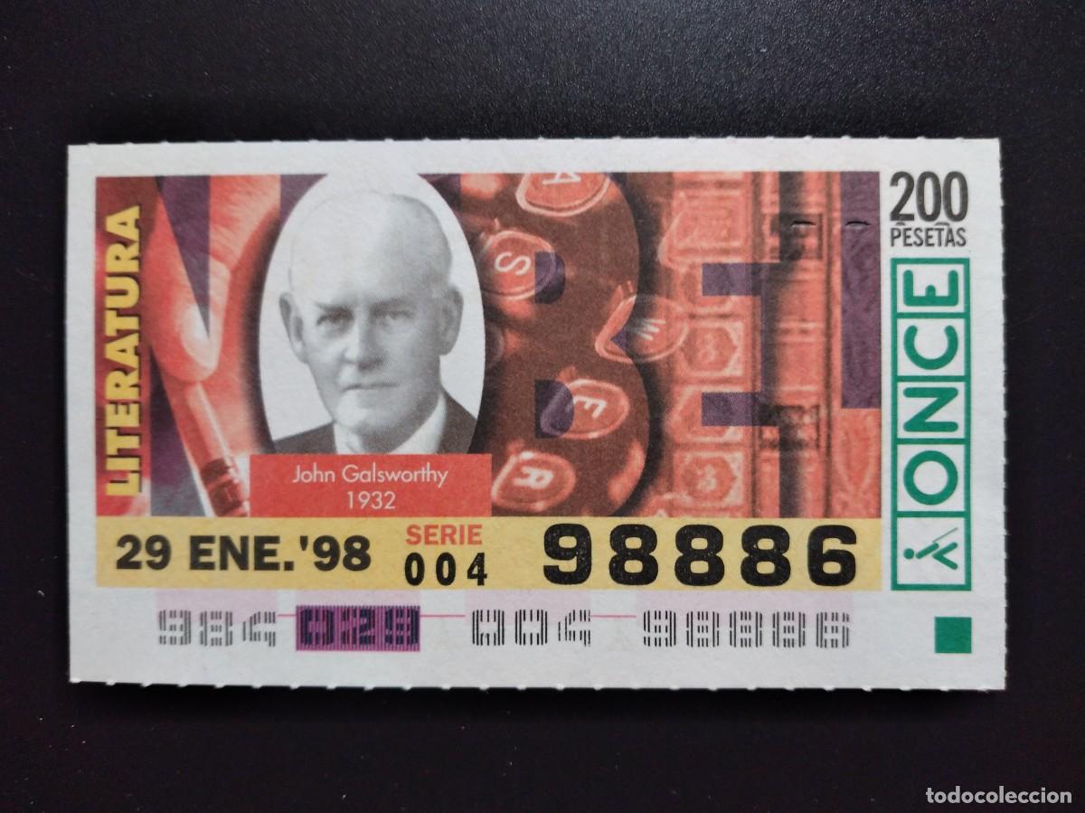 Cupones ONCE: CUP&Oacute;N ONCE PREMIOS NOBEL LITERATURA JOHN GALSWORTHY 1932 29 ENERO 98 1998 98886