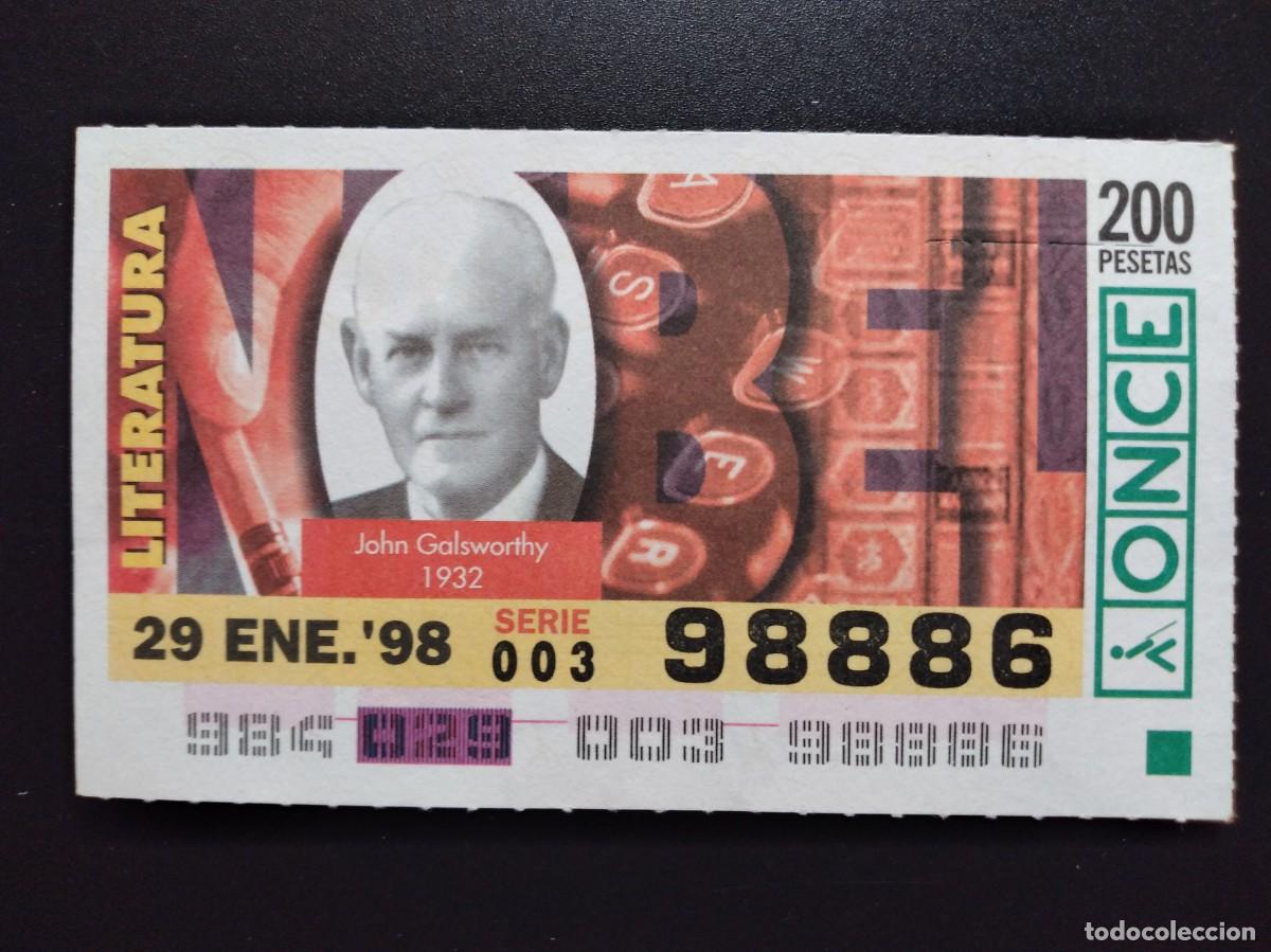 Cupones ONCE: CUP&Oacute;N ONCE PREMIOS NOBEL LITERATURA JOHN GALSWORTHY 1932 29 ENERO 98 1998 98886