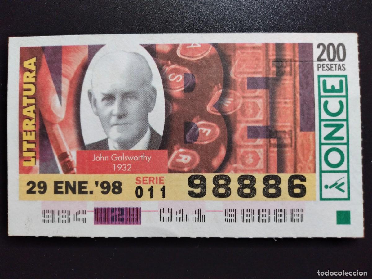 Cupones ONCE: CUP&Oacute;N ONCE PREMIOS NOBEL LITERATURA JOHN GALSWORTHY 1932 29 ENERO 98 1998 98886