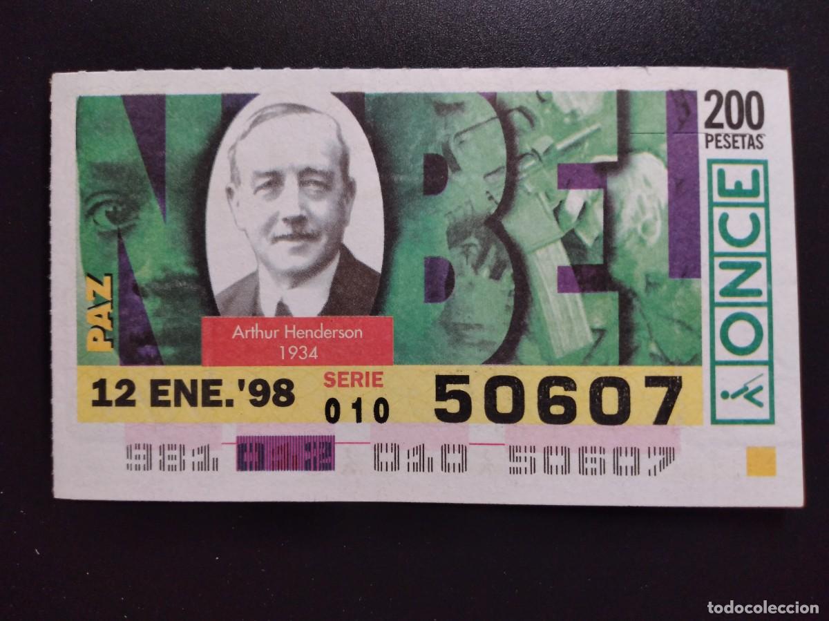 Cupones ONCE: CUP&Oacute;N ONCE PREMIOS NOBEL PAZ ARTHUR HENDERSON 1934 12 ENERO 98 1998 50607