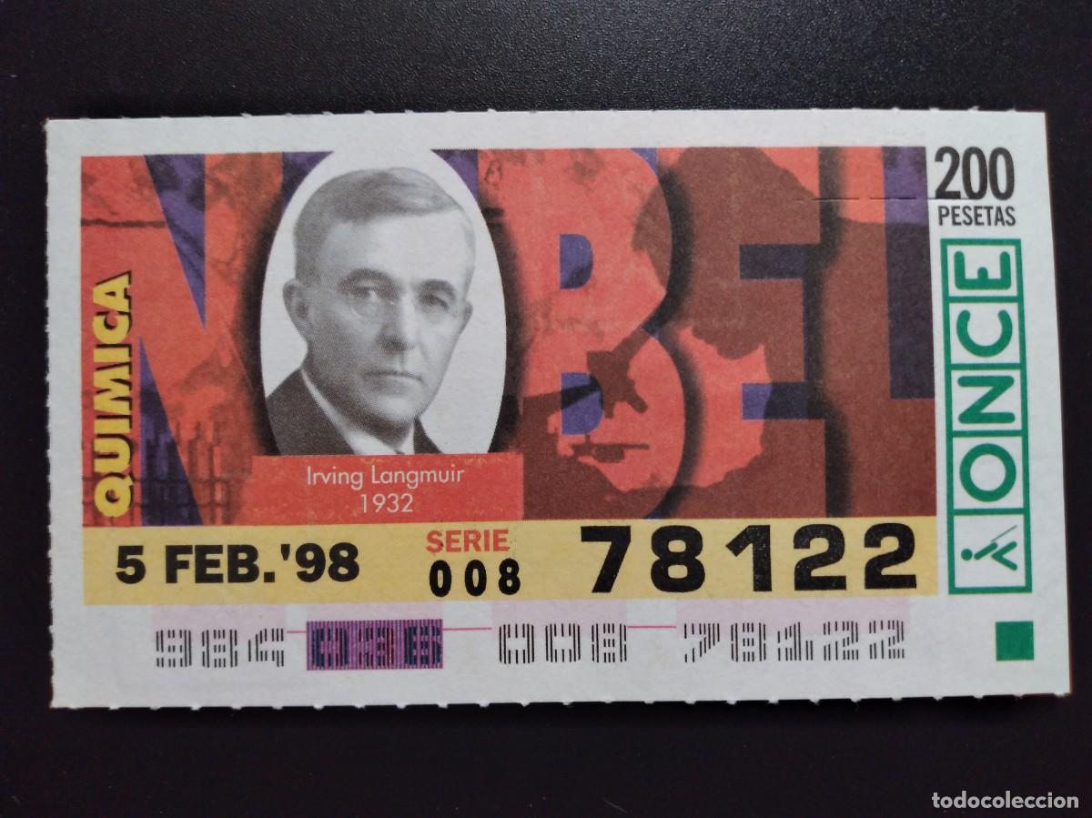 Cupones ONCE: CUP&Oacute;N ONCE PREMIOS NOBEL QU&Iacute;MICA IRVING LANGMUIR 1932 5 FEBRERO 98 1998 78122