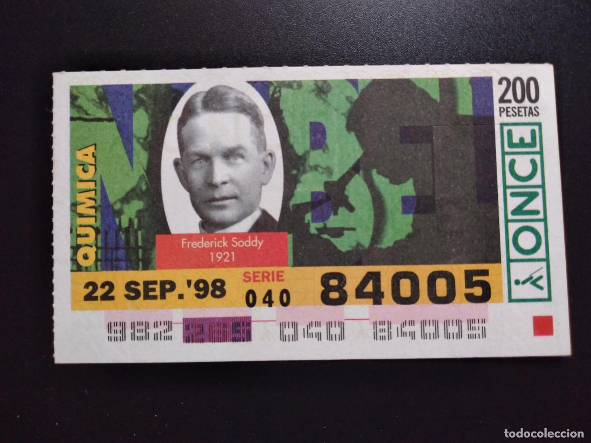 Cupones ONCE: CUP&Oacute;N ONCE PREMIOS NOBEL QU&Iacute;MICA FREDERICK SODDY 1921 22 SEPTIEMBRE 98 1998 84005