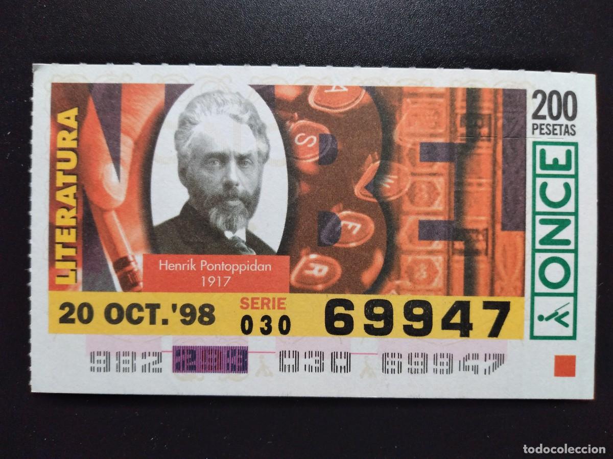 Cupones ONCE: CUP&Oacute;N ONCE PREMIOS NOBEL LITERATURA HENRIK PONTOPPIDAN 1917 20 OCTUBRE 98 1998 69947