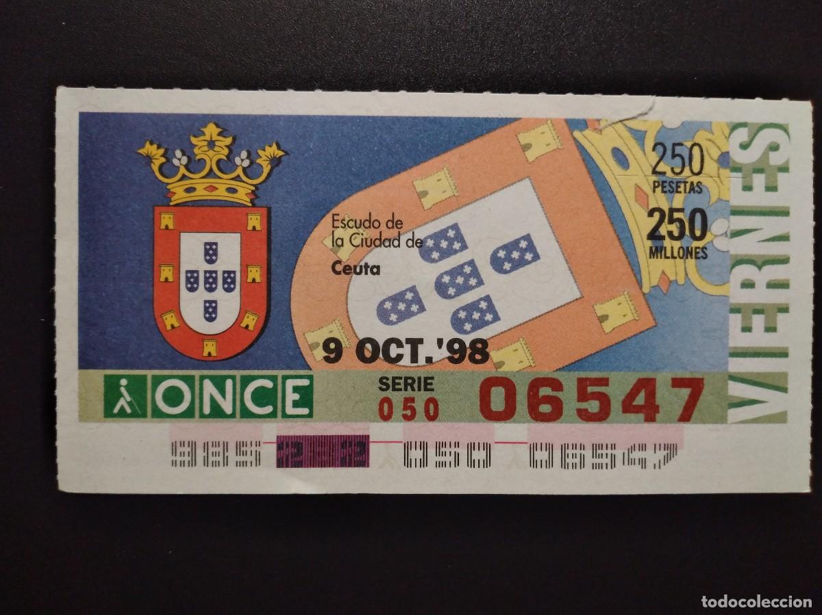 Cupones ONCE: CUP&Oacute;N ONCE CEUTA ESCUDOS DE LAS PROVINCIAS DE ESPA&Ntilde;A 9 OCTUBRE 98 1998 06547