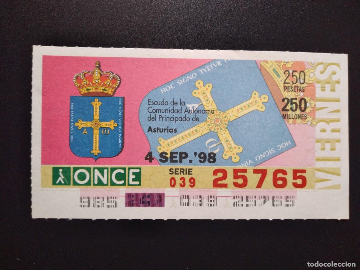 Cupones ONCE: CUP&Oacute;N ONCE ASTURIAS ESCUDO DE LA COMUNIDAD AUT&Oacute;NOMA 4 SEPTIEMBRE 98 1998 25765