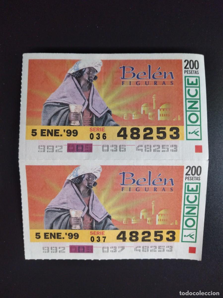 Cupones ONCE: 2 CUP&Oacute;N ONCE NAVIDAD BEL&Eacute;N FIGURAS 5 ENERO 99 1999 48253