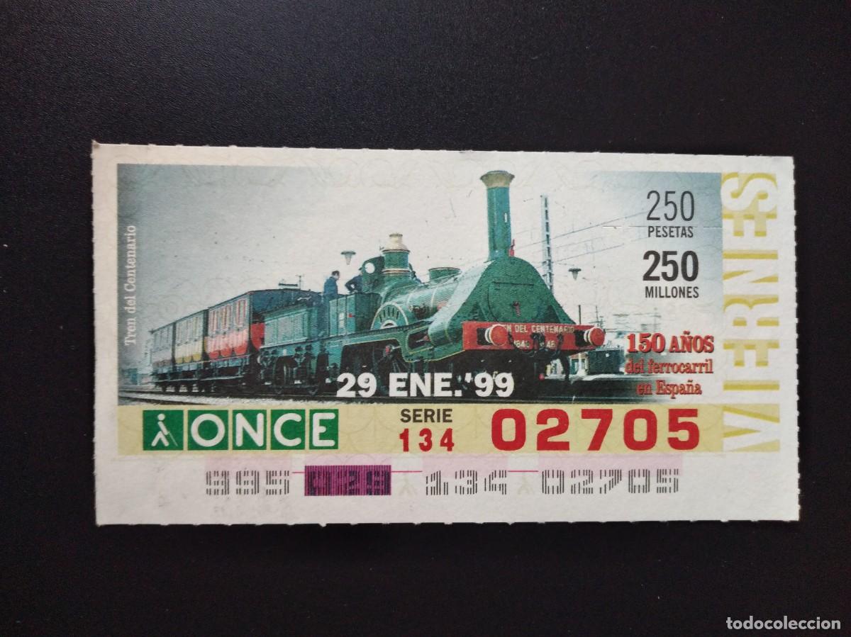 Cupones ONCE: CUP&Oacute;N ONCE 150 A&Ntilde;OS DEL FERROCARRIL EN ESPA&Ntilde;A TREN DEL CANT&Aacute;BRICO 29 ENERO 99 1999 02705