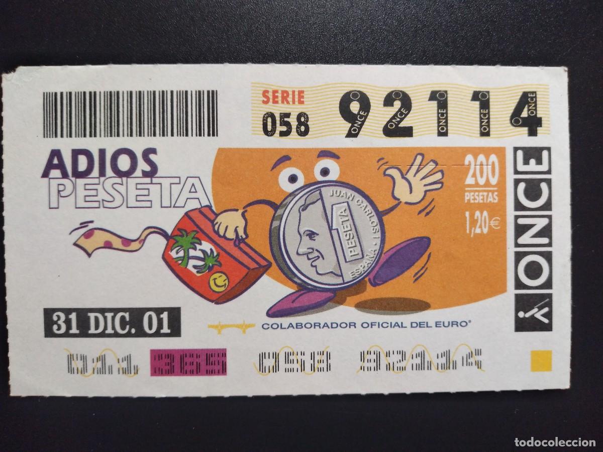 ONCE Coupons: CUP&Oacute;N ONCE ADIOS PESETA 31 DICIEMBRE 01 2001 92114