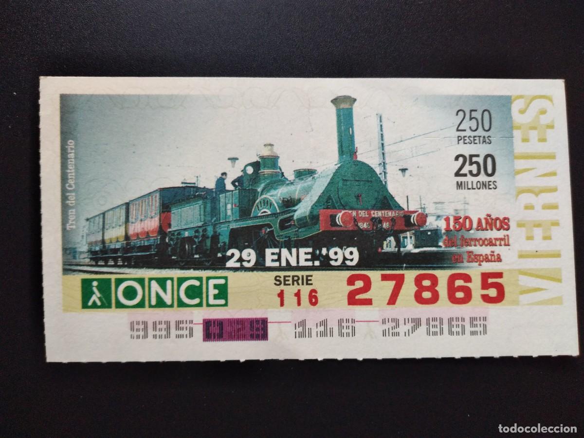 Cupones ONCE: CUP&Oacute;N ONCE 150 A&Ntilde;OS DEL FERROCARRIL EN ESPA&Ntilde;A TREN DEL CANT&Aacute;BRICO 29 ENERO 99 1999 27865