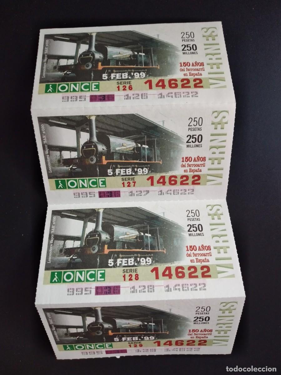Cupones ONCE: 4 CUP&Oacute;N ONCE 150 A&Ntilde;OS DEL FERROCARRIL EN ESPA&Ntilde;A TREN LOCOMOTORA VAPOR 5 FEBRERO 99 1999 14622