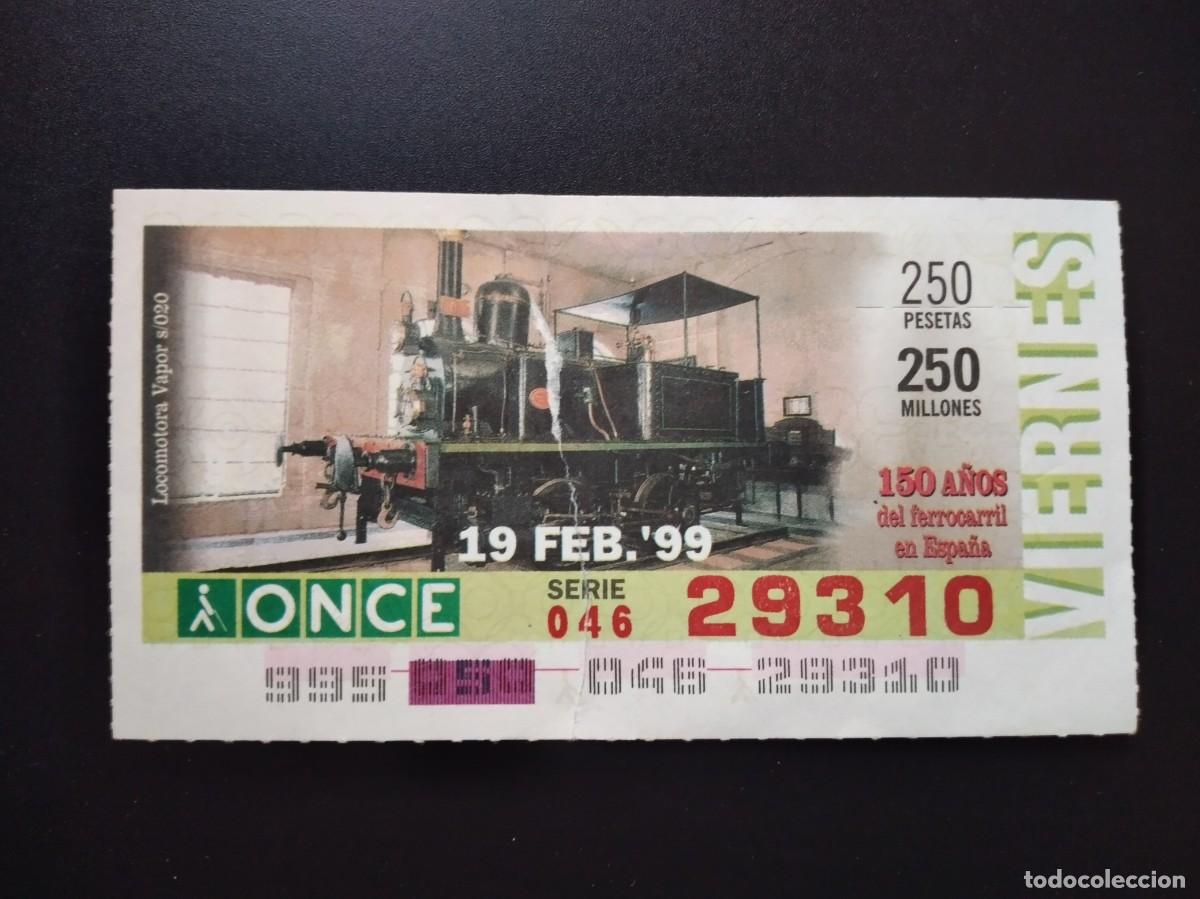 Cupones ONCE: CUP&Oacute;N ONCE 150 A&Ntilde;OS DEL FERROCARRIL EN ESPA&Ntilde;A TREN LOCOMOTORA VAPOR S020 19 FEBRERO 99 1999 29310
