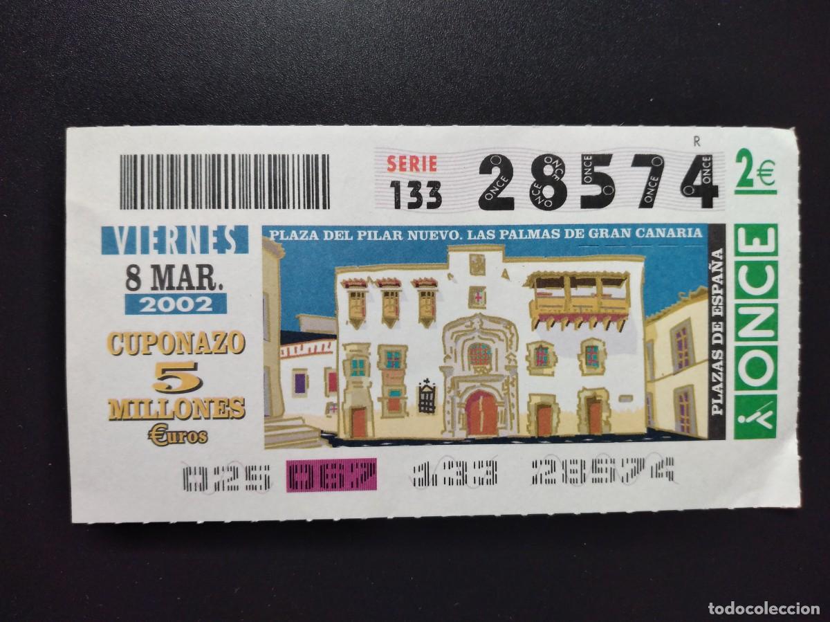 Cupones ONCE: CUP&Oacute;N ONCE PLAZA DEL PILAR NUEVO LAS PALMAS DE GRAN CANARIA 8 MARZO 2002 28574