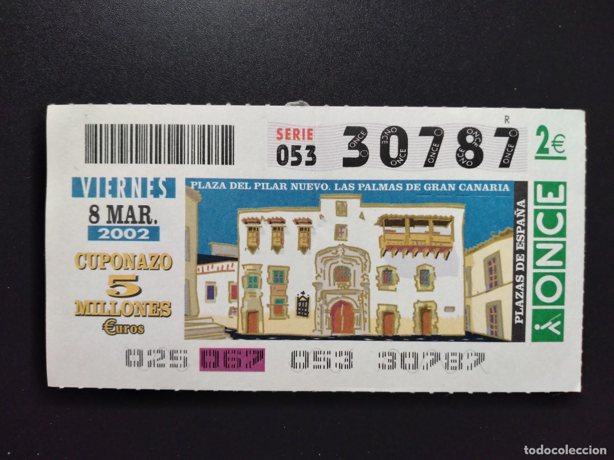 Cupones ONCE: CUP&Oacute;N ONCE PLAZA DEL PILAR NUEVO LAS PALMAS DE GRAN CANARIA 8 MARZO 2002 30787