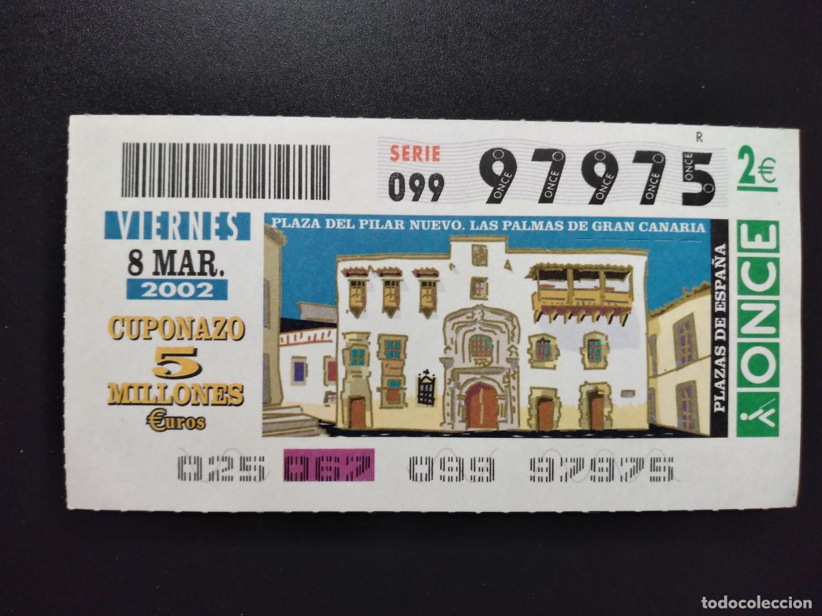 Cupones ONCE: CUP&Oacute;N ONCE PLAZA DEL PILAR NUEVO LAS PALMAS DE GRAN CANARIA 8 MARZO 2002 97975